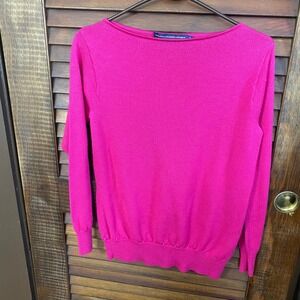 Ralph Lauren Sport Women's Pink 100% Merino Wool Boat Neck Sweater Long Sleeve L